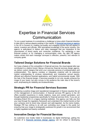 Expertise in Financial Services Communication