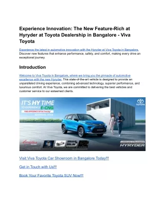 Experience Innovation_ The Feature-Rich Hyryder at Toyota Dealership in Bangalore - Viva Toyota