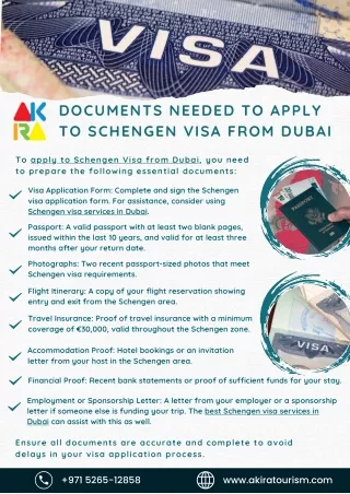 Documents Needed to Apply to Schengen Visa from Dubai