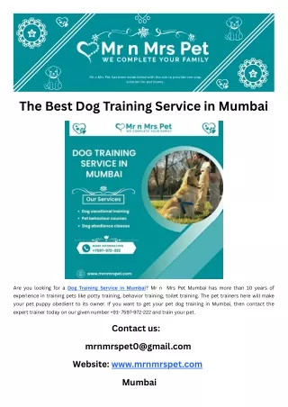 The Best Dog Training Service in Mumbai