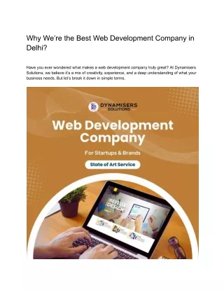 Why We’re the Best Web Development Company in Delhi?