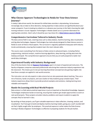 Why Choose Appwars Technologies in Noida for Your Data Science Journey