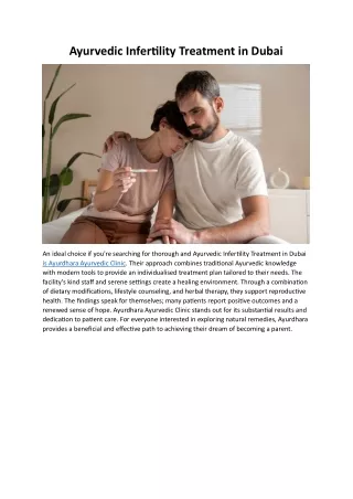 Ayurvedic Infertility Treatment in Dubai
