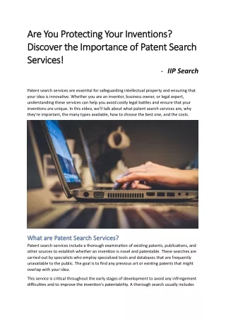 Are You Protecting Your Inventions Discover the Importance of Patent Search Services!