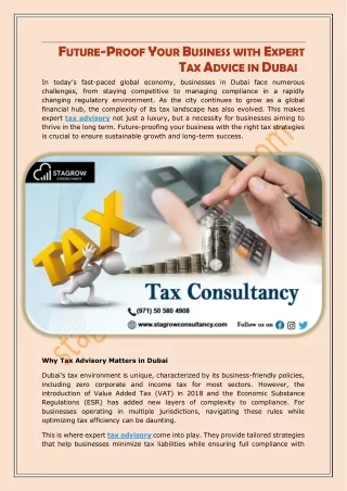 Future Proof Your Business with Expert Tax Advice in Dubai