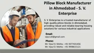 Pillow Block Manufacturer in Ahmedabad  - S. V. Enterprise