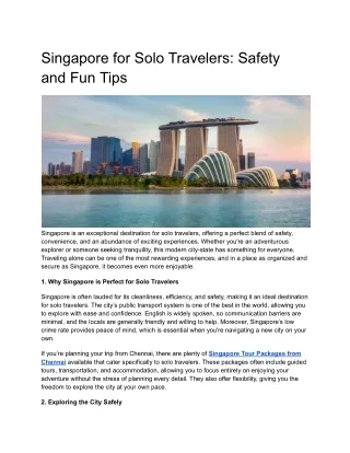 Singapore Tour Packages From chennai