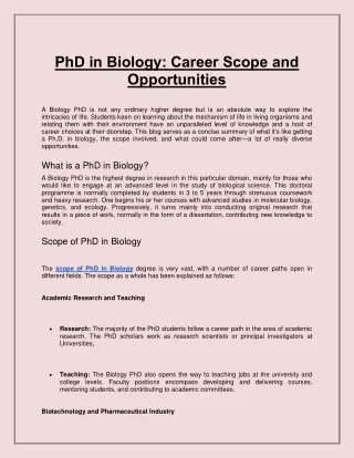 PhD in Biology: Career Scope and Opportunities