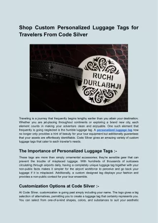 Shop Custom Personalized Luggage Tags for Travelers From Code Silver