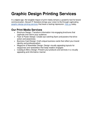 Graphic Design Printing Services