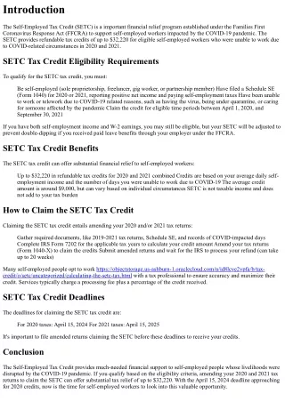 SETC Tax Credit Guide