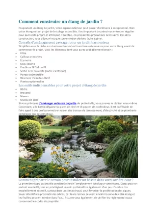 Guide complet pour construire un étang de jardin parfait ?