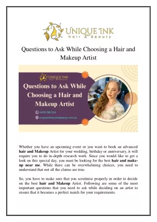 Questions to Ask While Choosing a Hair and Makeup Artist