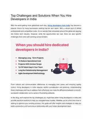 Top Challenges and Solutions When You Hire Developers in India