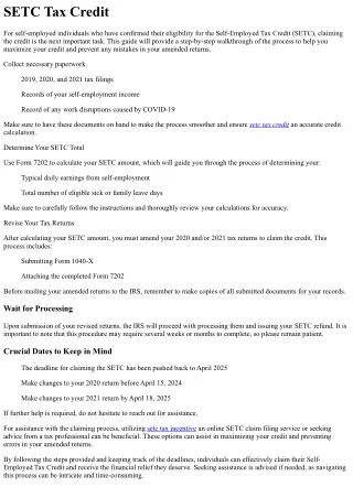 How to Claim the SETC Tax Credit