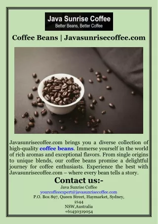 Coffee Beans  Javasunrisecoffee.com