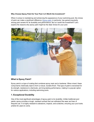 Why Choose Epoxy Paint for Your Pool_ Is It Worth the Investment