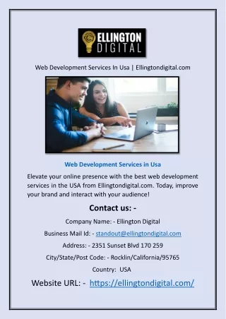 Web Development Services In Usa | Ellingtondigital.com