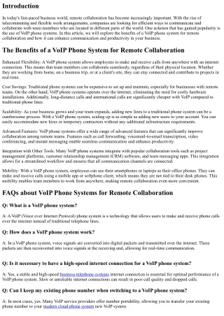 The Benefits of a VoIP Phone System for Remote Collaboration