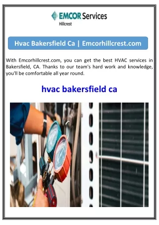 Hvac Bakersfield Ca  Emcorhillcrest.com