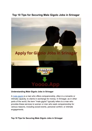 Top 10 Tips for Securing Male Gigolo Jobs
