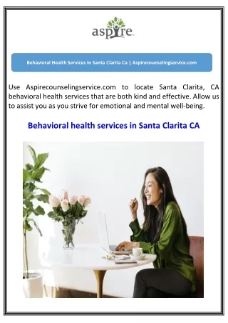 Behavioral Health Services In Santa Clarita Ca  Aspirecounselingservice.com