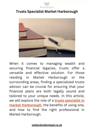 Trusts Specialist Market Harborough - Welland Valley Legal