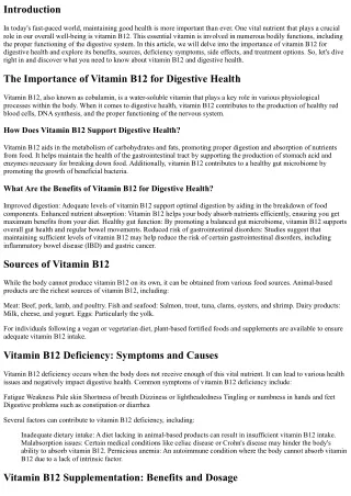 What You Need to Know about Vitamin B12 and Digestive Health