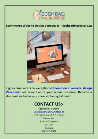 Ecommerce Website Design Vancouver  Eggheadmarketers.ca