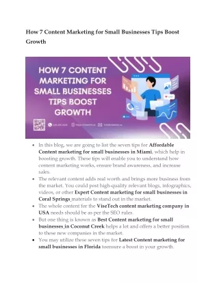 How 7 Content Marketing for Small Businesses Tips Boost Growth