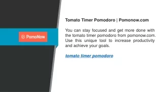 Tomato Timer Pomodoro  Pomonow.com