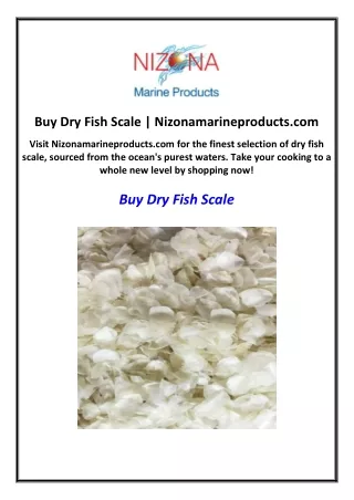 Buy Dry Fish Scale | Nizonamarineproducts.com