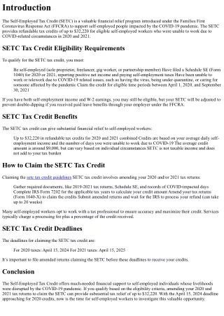 SETC Tax Credit Guide