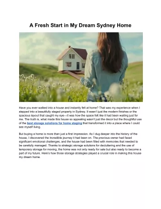 A Fresh Start in My Dream Sydney Home