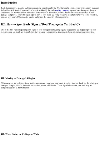 How to Spot Early Signs of Roof Damage in Carlsbad Ca