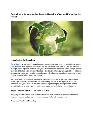 Recycling_ A Comprehensive Guide to Reducing Waste and Protecting the Planet