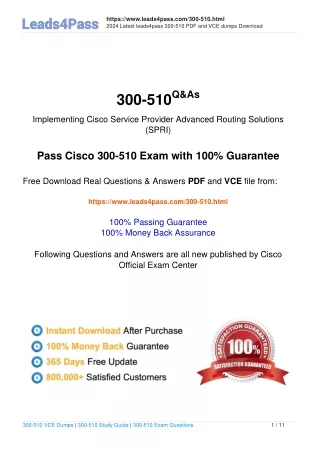 Cisco 300-510 dumps exam questions latest update in September