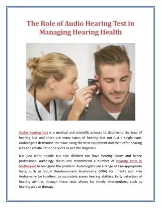 The Role of Audio Hearing Test in Managing Hearing Health