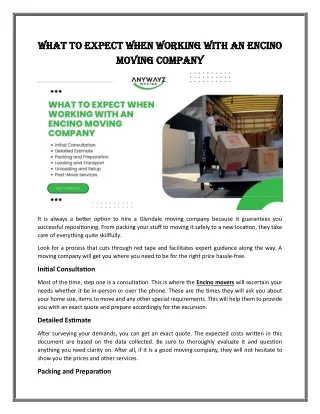 What to Expect When Working with an Encino Moving Company