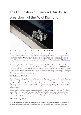 The Foundation of Diamond Quality: A Breakdown of the 4Cs