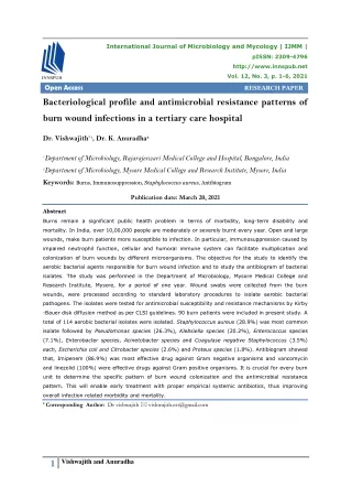 Bacteriological profile and antimicrobial resistance patterns of burn wound