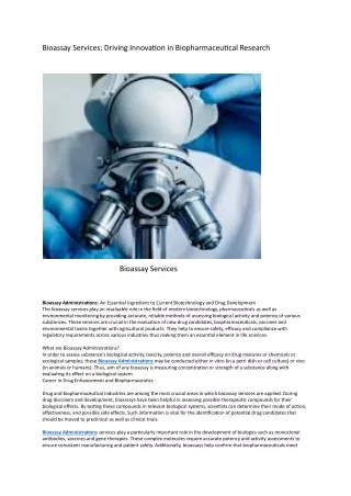 Bioassay ServicesDriving Innovation in Biopharmaceutical Research