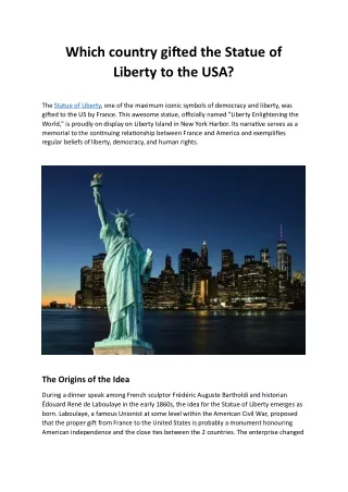 Which country gifted the Statue of Liberty to the USA