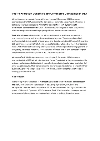 Top 10 Microsoft Dynamics 365 Commerce Companies in USA