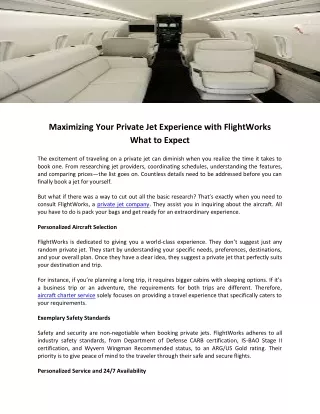 Maximizing Your Private Jet Experience with FlightWorks What to Expect