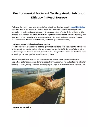 Environmental Factors Affecting Mould Inhibitor Efficacy in Feed Storage