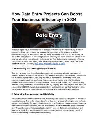 How Data Entry Projects Can Boost Your Business Efficiency in 2024