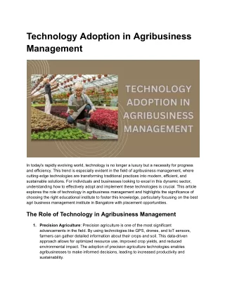 Technology Adoption in Agribusiness Management (1)