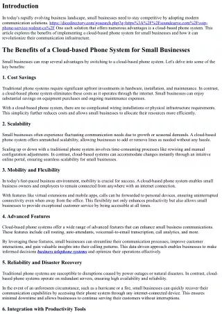 The Benefits of a Cloud-based Phone System for Small Businesses