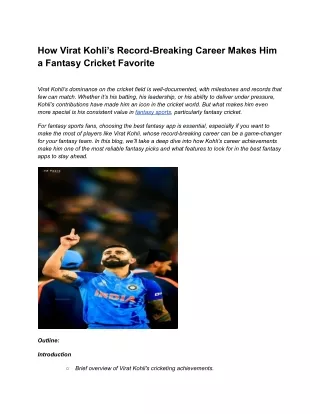 How Virat Kohli’s Record-Breaking Career Makes Him a Fantasy Cricket Favorite (2)